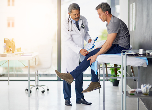 Man receiving orthopedic care